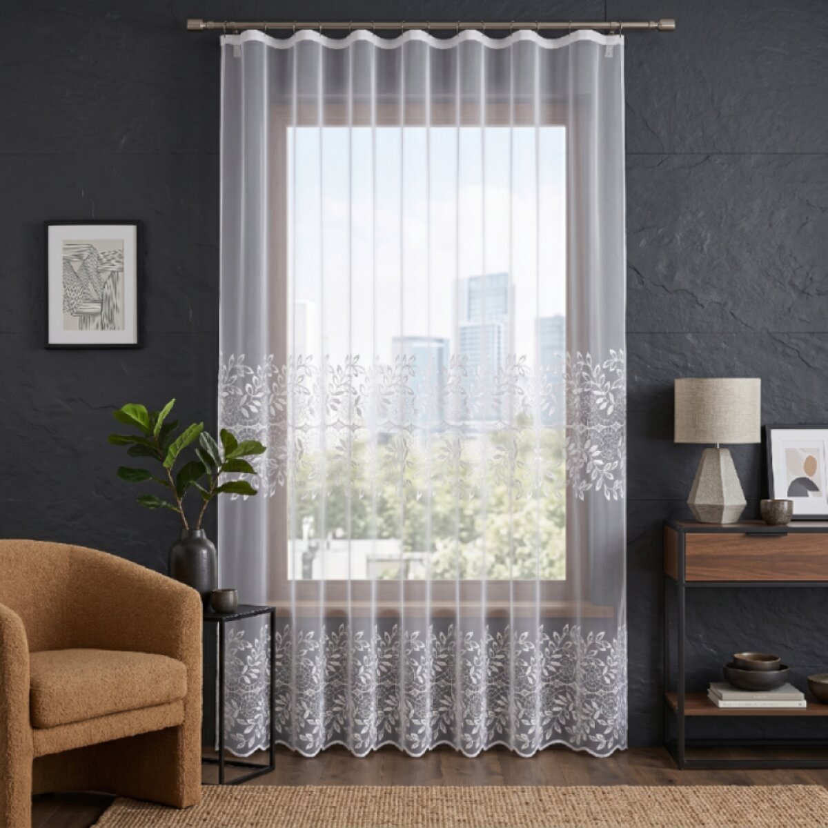 Dekorační žakárová záclona s řasící páskou ANKA 250 bílá 200x250 cm MyBestHome