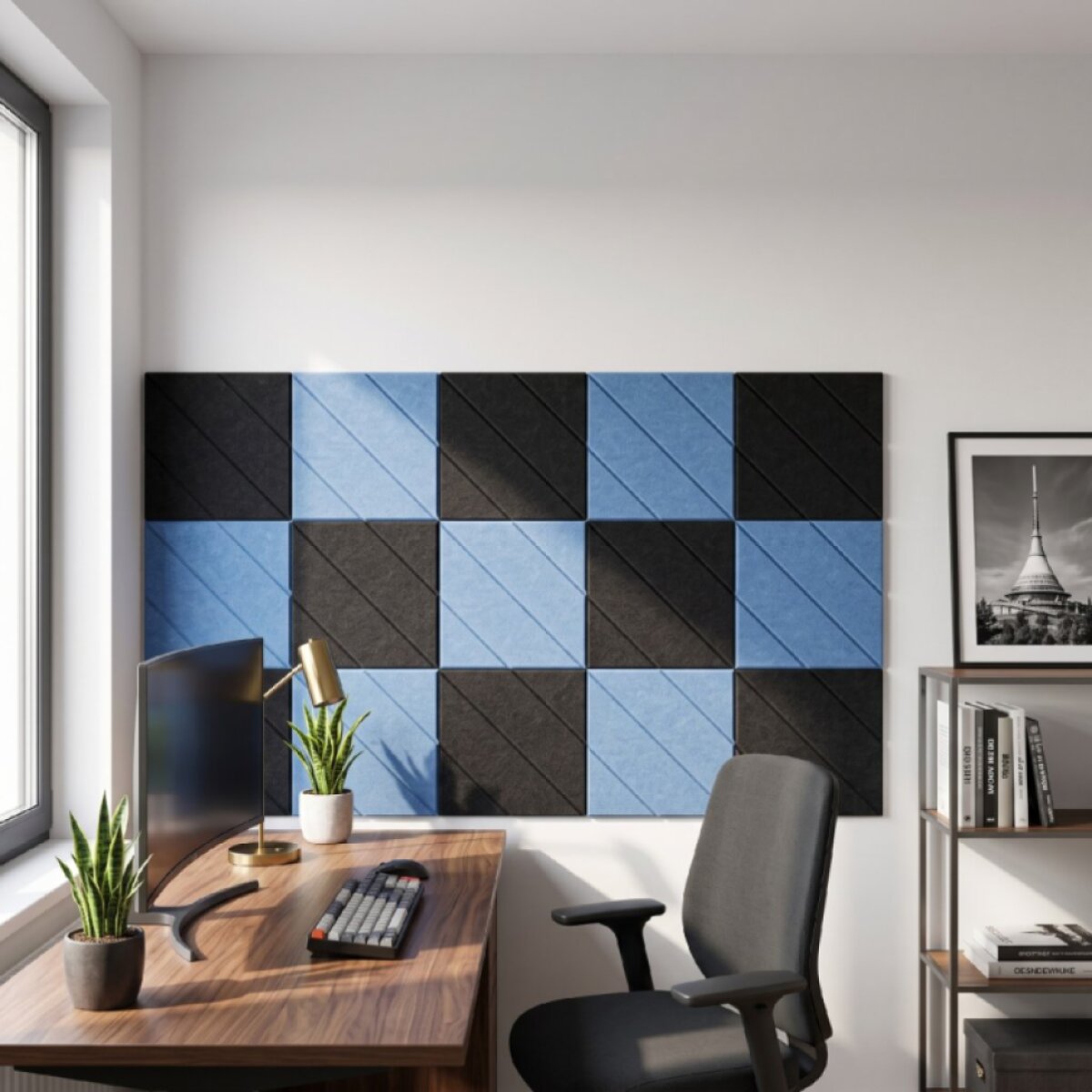 Dekorativní filcový nástěnný panel CROSS DESIGN černá 40x40 cm čtverec - Cena za 2 kusy v balení