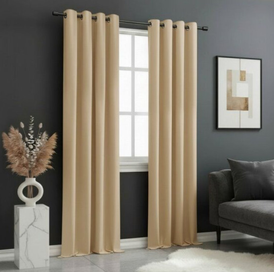 Dekorační dlouhý jednobarevný závěs s kroužky EASY TOP béžová 1x140x250 cm (cena za 1 kus) MyBestHome