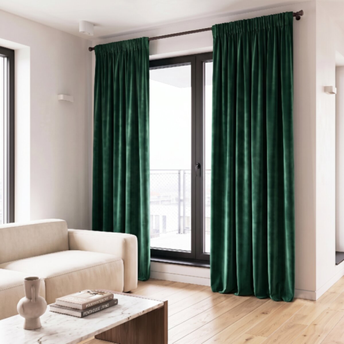 Dekorační závěs s řasící páskou VALMONT 140 cm x 250 nebo 260 cm color 012 smaragdová (cena za 1 kus) MyBestHome