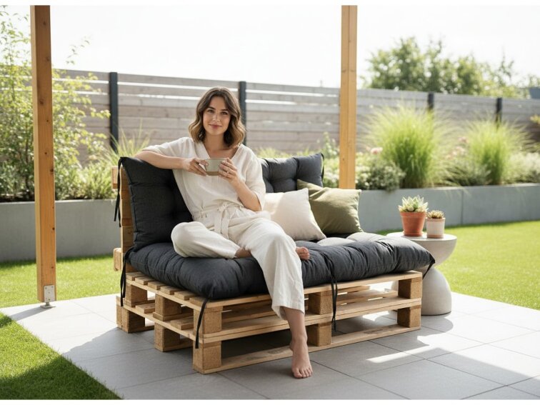 Paletové prošívané sezení MATTEO SET - sedák 120x80 cm, 2x opěrka 60x40 cm, černá color 01, Mybesthome