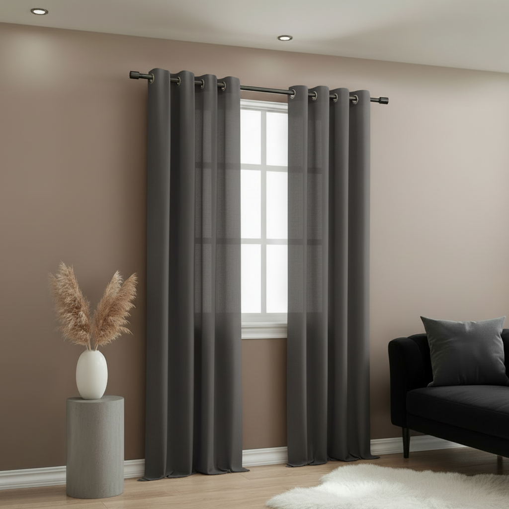 Dekorační dlouhý jednobarevný závěs s kroužky EASY TOP grafitová 1x140x250 cm (cena za 1 kus) MyBestHome