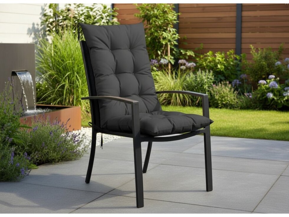 Zahradní prošívaný podsedák na židli s opěrkou 50x50x80 cm CALLUM color 02 antracit Mybesthome