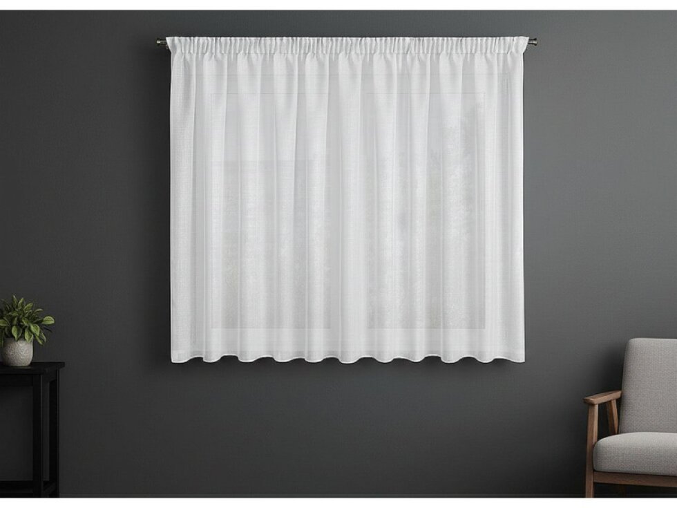 Dekorační krátká záclona s řasící páskou s jemnou stukturou DONUTA 350x160 cm bílá MyBestHome