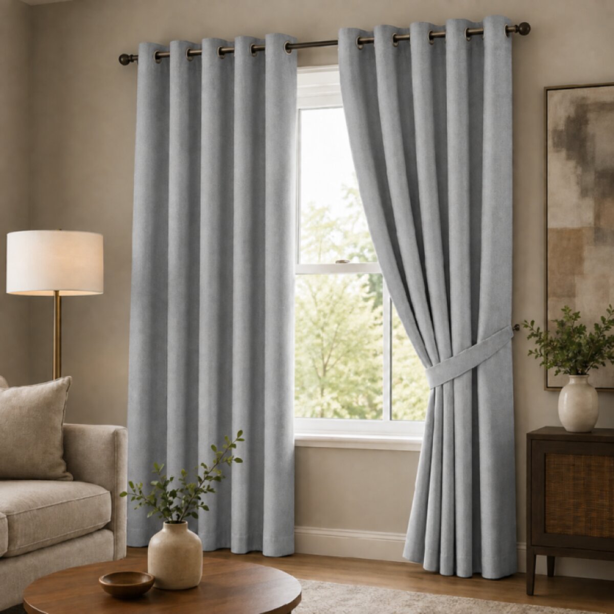 100% zatemňující závěs SUPER BLACKOUT s izolačními vlastnostmi 140 × 250 cm, světle šedá color 023 s kroužky (cena za 1 kus)