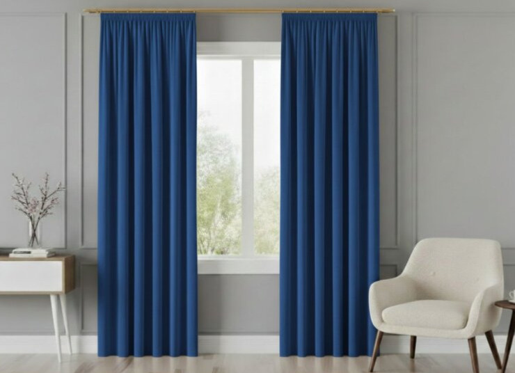 Dekorační závěs s řasící páskou VALMONT 140 cm x 250 nebo 260 cm color 011 tmavě modrá (cena za 1 kus) MyBestHome