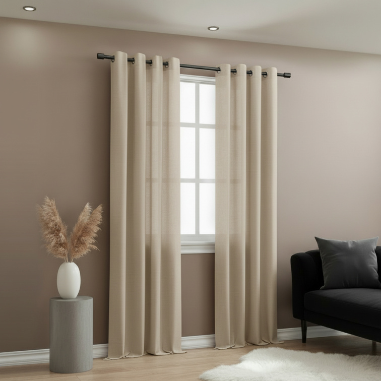 Dekorační dlouhý jednobarevný závěs s kroužky EASY TOP cappuccino 1x140x250 cm (cena za 1 kus) MyBestHome