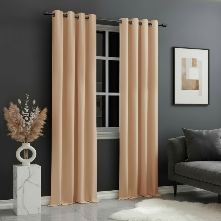 Dekorační dlouhý jednobarevný závěs s kroužky EASY TOP broskovová 1x140x250 cm (cena za 1 kus) MyBestHome