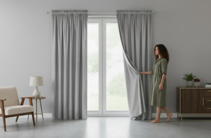 Dekorační VELVET závěs s řasící páskou ESTER 140x270 cm šedá (cena za 1 kus) MyBestHome