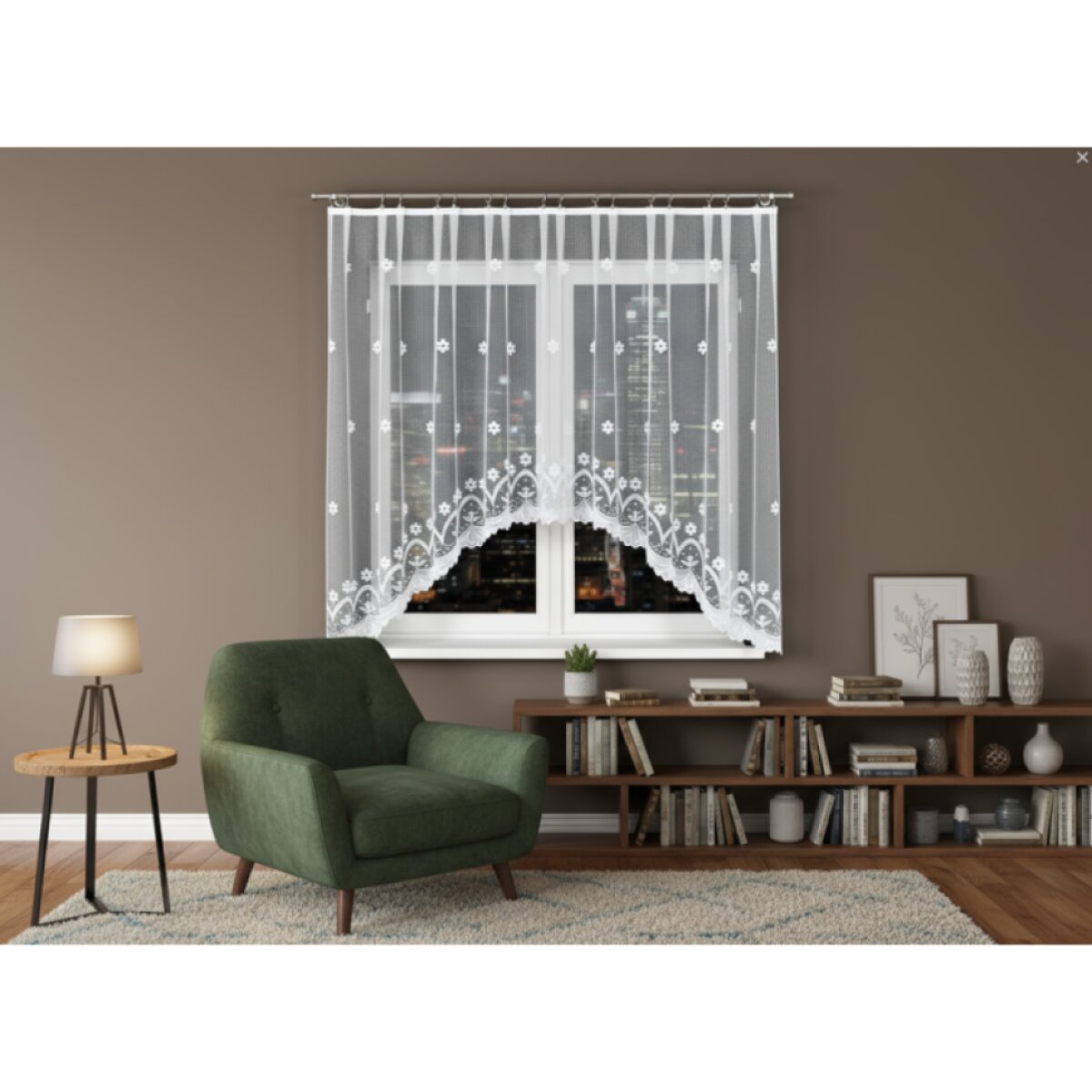 Dekorační oblouková krátká záclona na žabky FLORENTYNA 330x160 cm MyBestHome