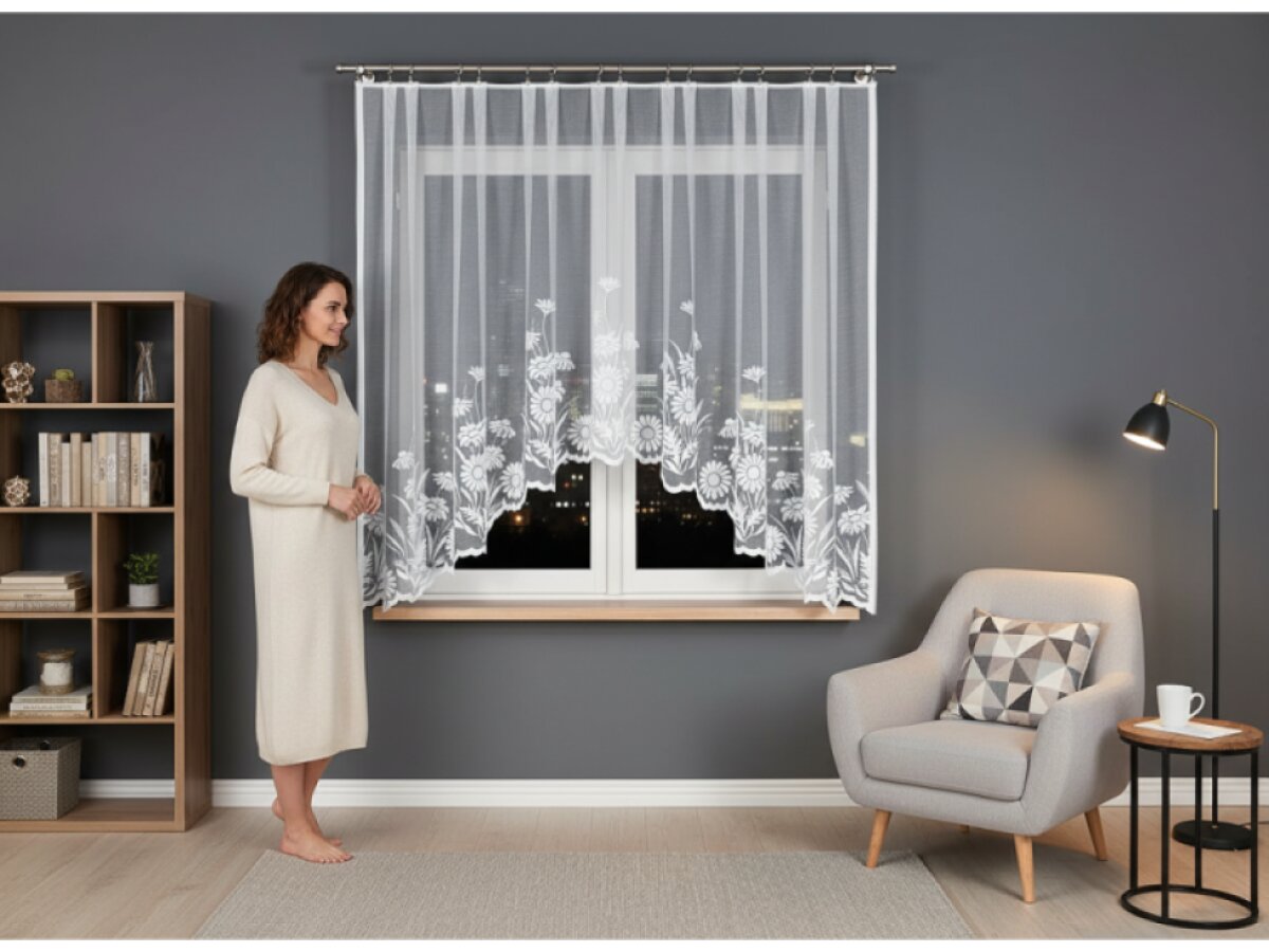 Dekorační oblouková krátká záclona na žabky ARALIA 160 bílá 300x160 cm MyBestHome