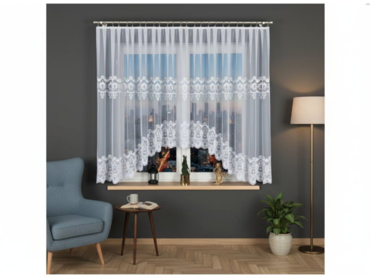 Dekorační krátká vzorovaná záclona na žabky DARIA 160 bílá 500x160 cm MyBestHome