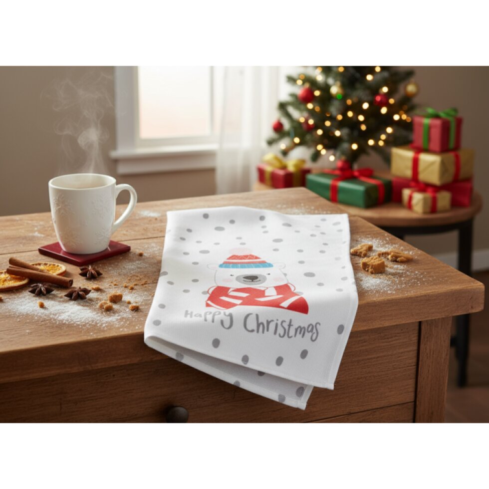 Vánoční utěrka SWEET CHRISTMAS, medvěd mikrovlákno 38x63 cm