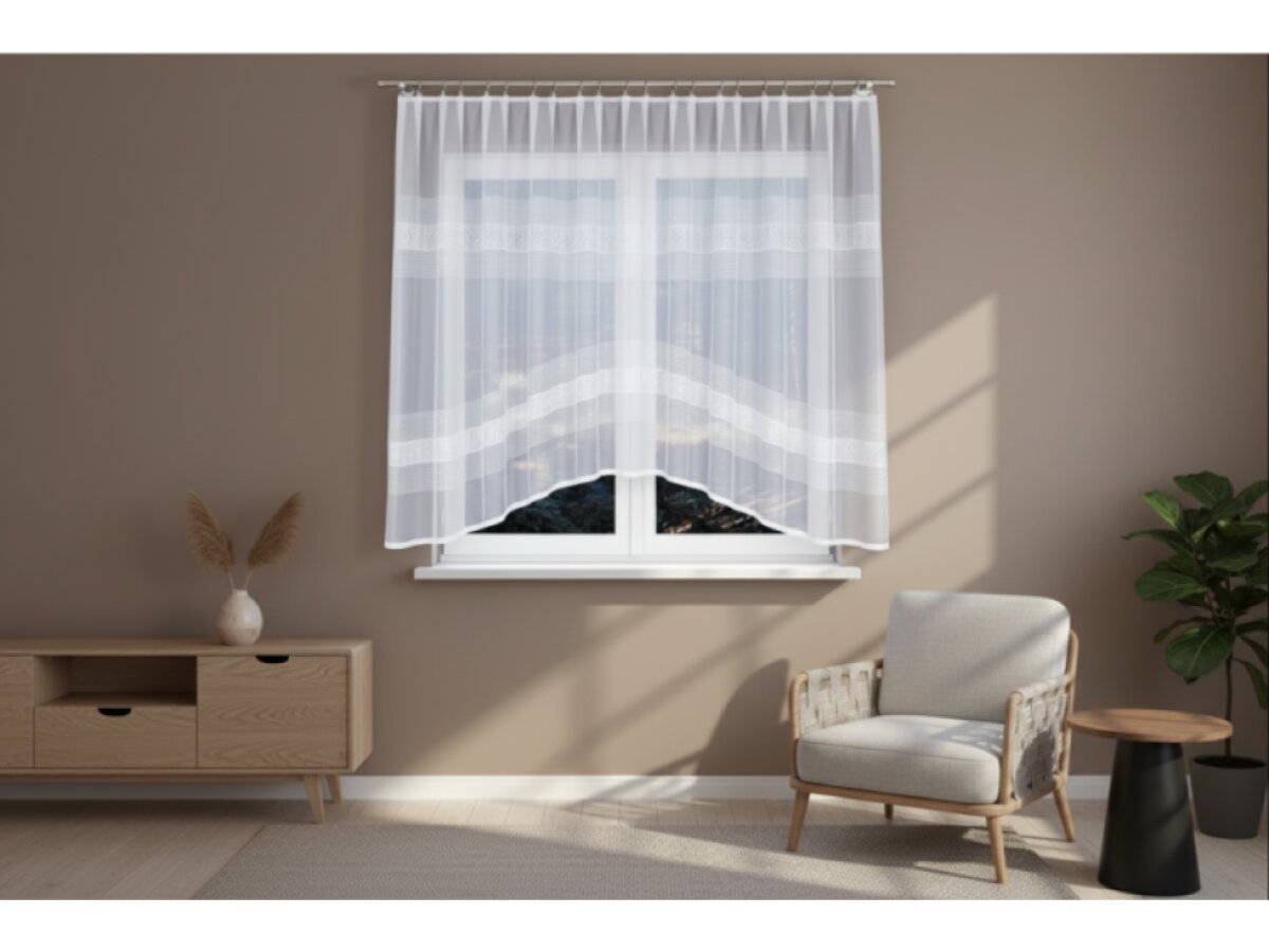 Dekorační oblouková krátká záclona na žabky KLAUDYNA 160 bílá 300x160 cm MyBestHome