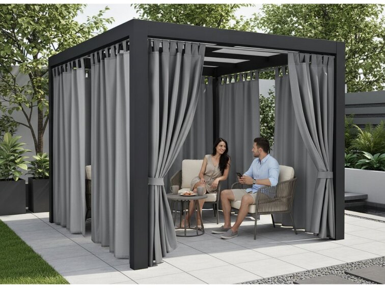 Venkovní zahradní závěs s poutky PORTO šedá 05 různé rozměry Mybesthome