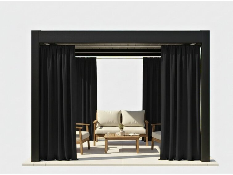 Venkovní zahradní závěs s řasící páskou GARDENIA TAPE černá, různé rozměry Mybesthome