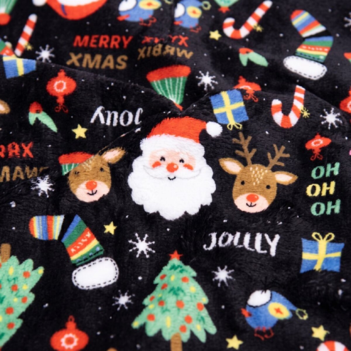 Vánoční deka z mikrovlákna JINGLE SANTA šedá 150x200 cm