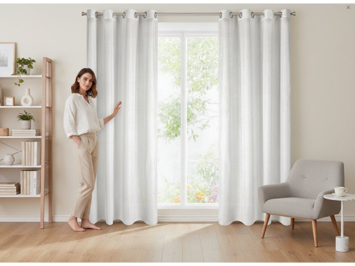 Dekorační dlouhá záclona s kroužky s leskem NORA bílá 140x250 cm (cena za 1 kus) MyBestHome