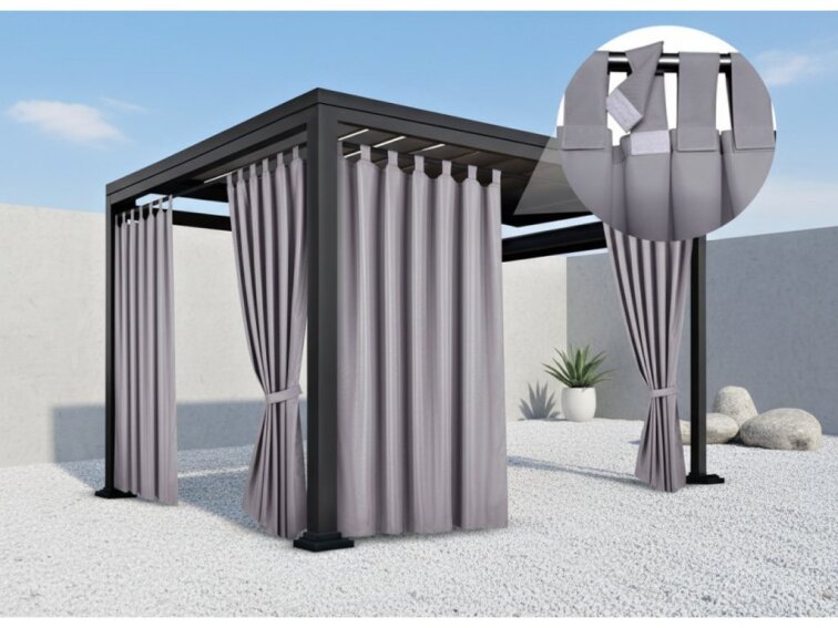 Venkovní zahradní závěs s poutky na suchý zip LISBOA šedá 05 různé rozměry Mybesthome