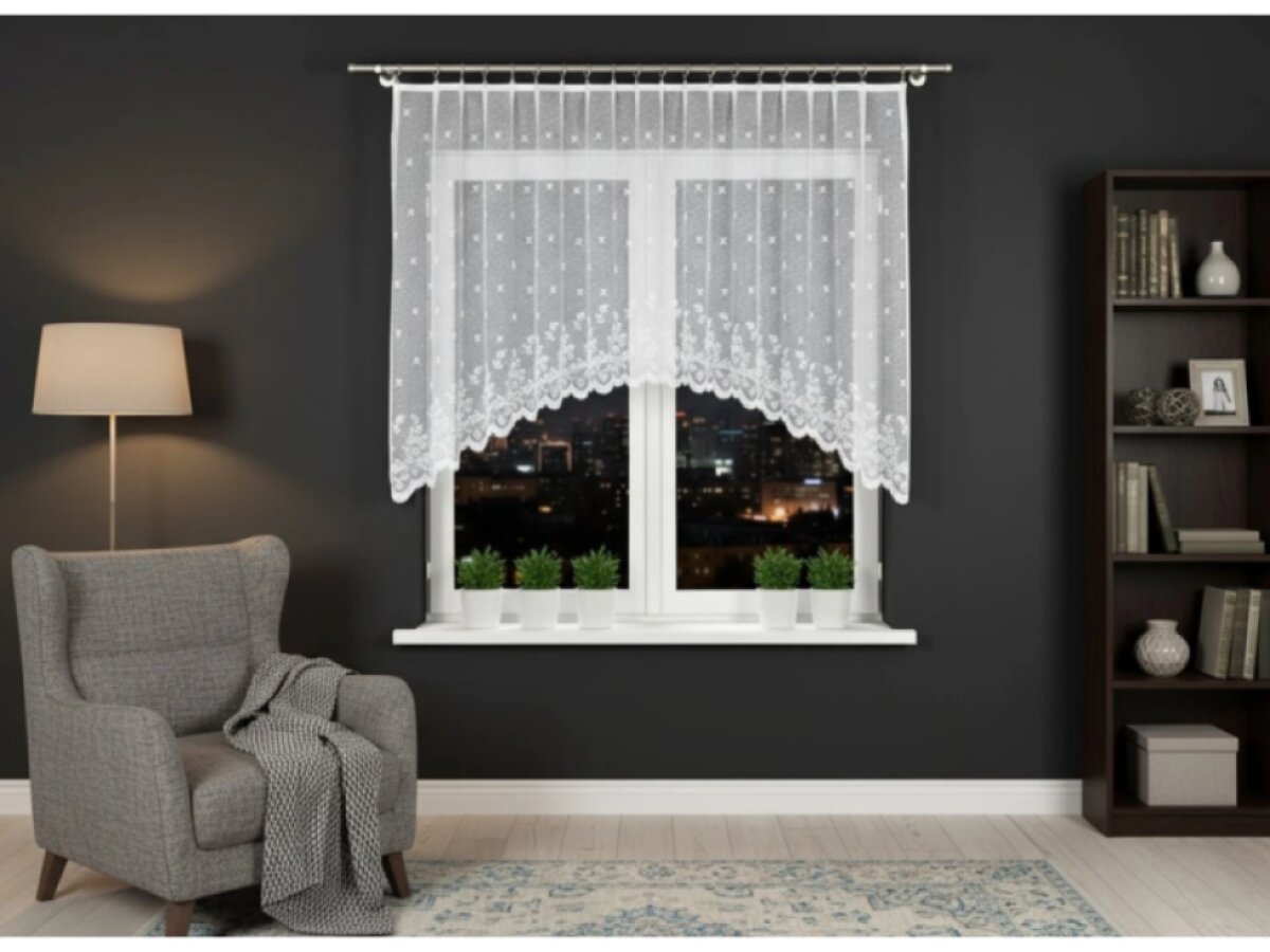 Dekorační oblouková krátká záclona na žabky KAROLINA 120 bílá 300x120 cm MyBestHome