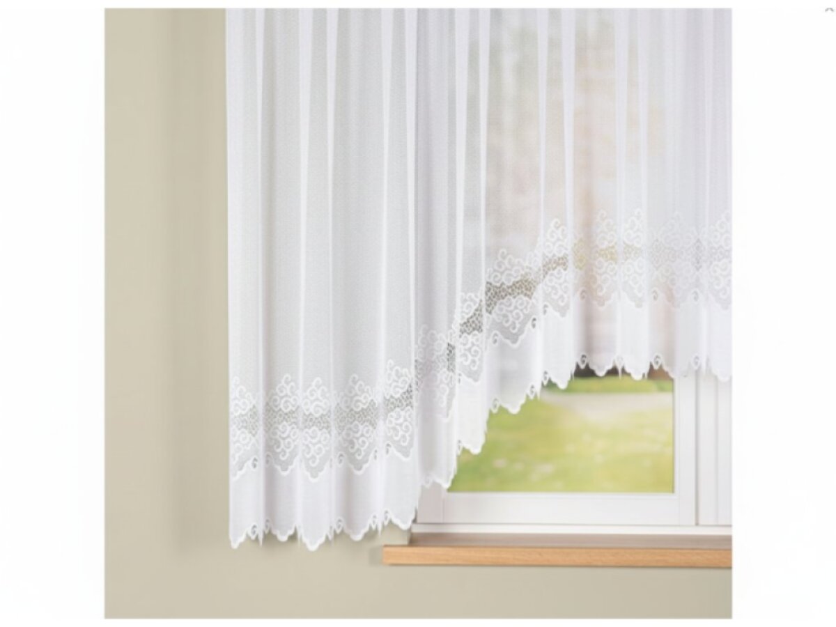 Dekorační krátká vzorovaná záclona na žabky MODESTA 160 bílá 500x160 cm MyBestHome