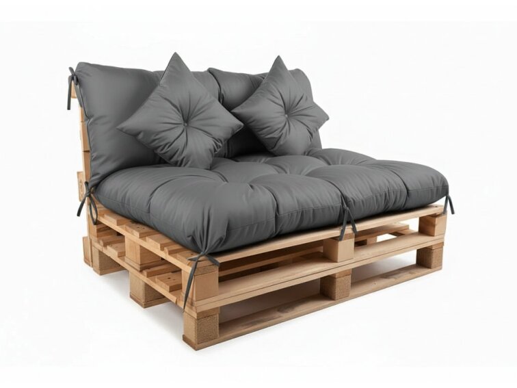 Polstr CARLOS color 23 šedá, sedák 120x80 cm, opěrka 120x40 cm, paletové prošívané sezení Mybesthome