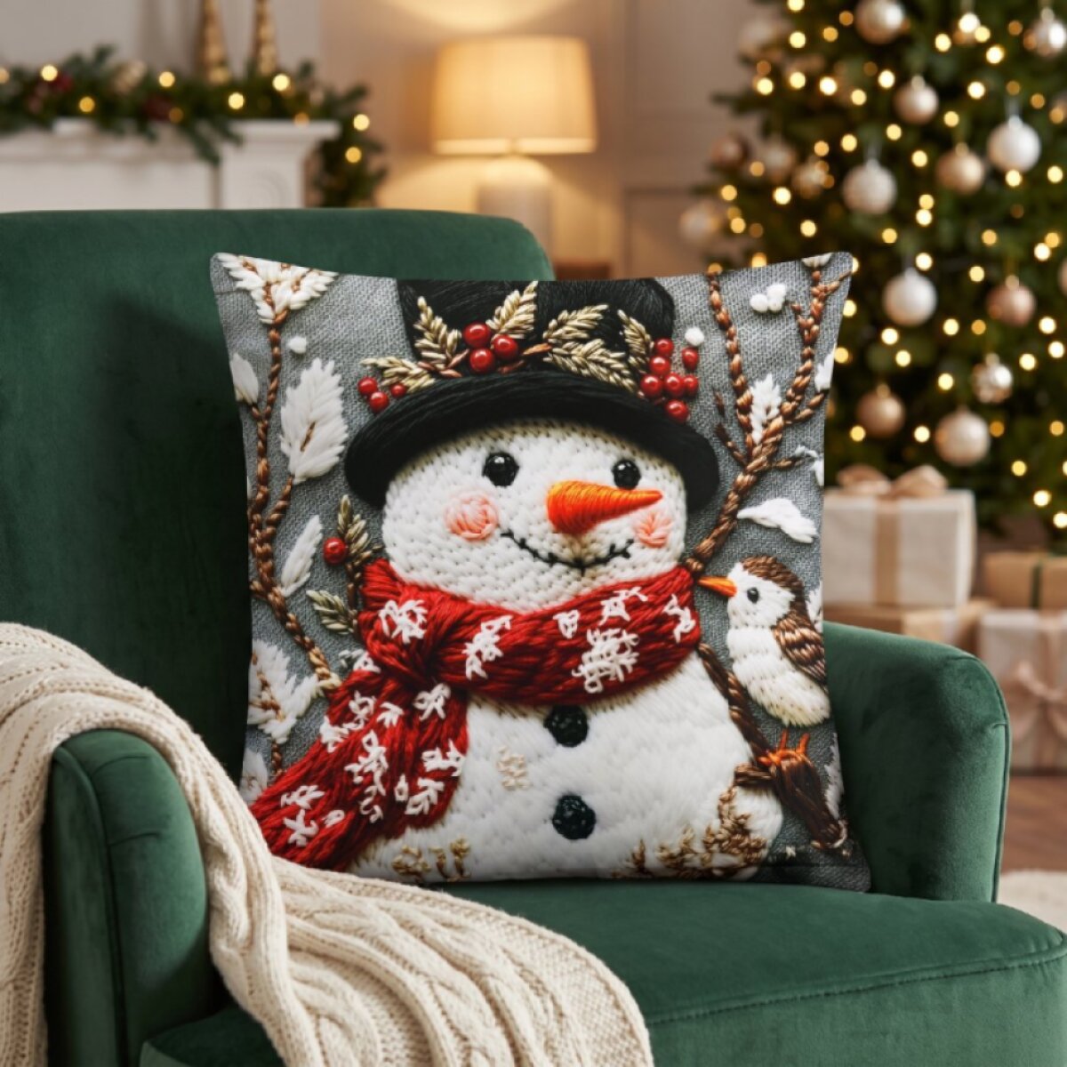Vánoční povlak na polštář CHRISTMAS DAY motiv I. 40x40 cm