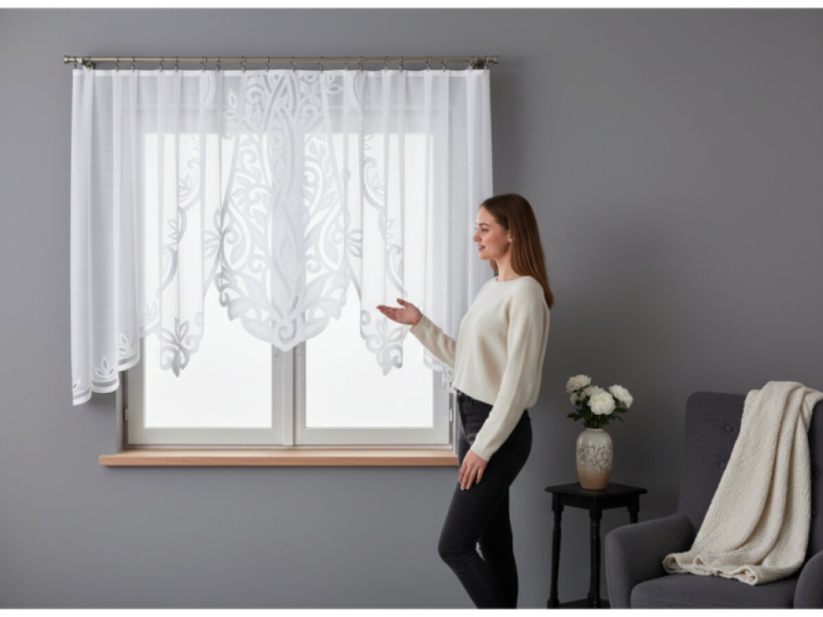 Dekorační oblouková krátká záclona na žabky POLA 140 bílá 300x140 cm MyBestHome