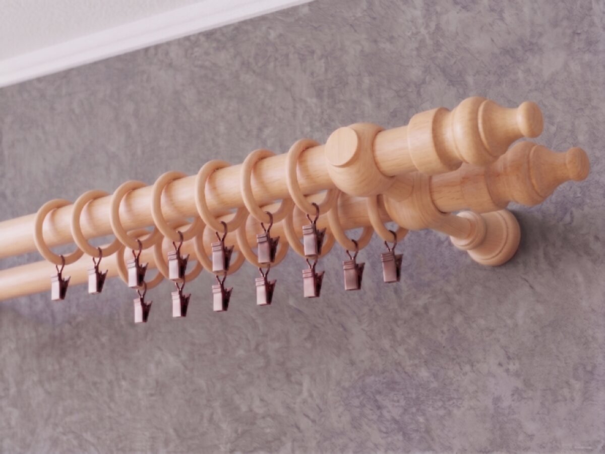 Dřevěná garnýž Ø 28 mm více rozměrů LINDA WALL FIX borovice dvouřadá Mybesthome