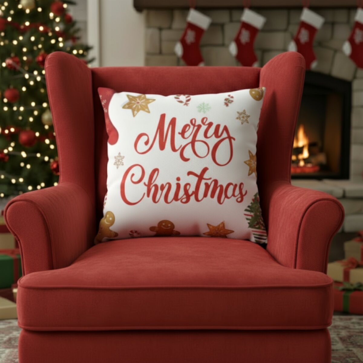 Vánoční povlak na polštář MERRY CHRISTMAS bílá motiv B 40x40 cm