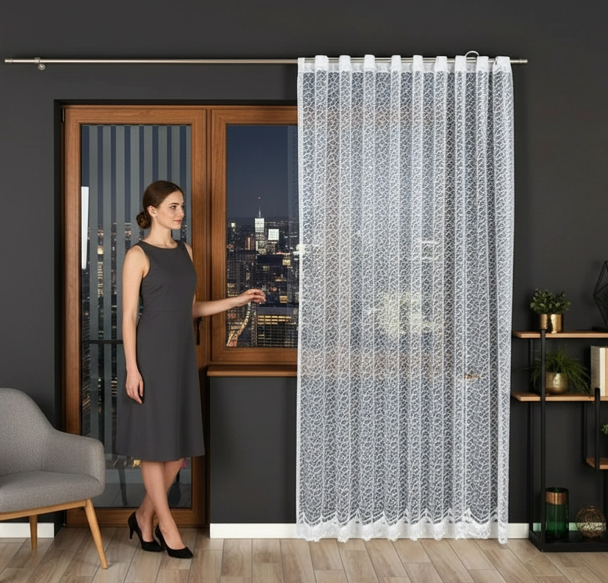 Dekorační žakárová záclona na žabky BOGUMILA LONG bílá 300x250 cm (cena za 1 kus dlouhé záclony) MyBestHome