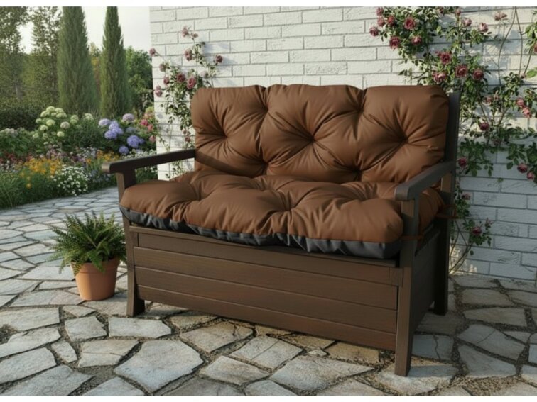 Prošívané sezení JONAS color 22 HNĚDÁ různé rozměry, polstr na zahradní lavici - sedák s opěrkou, Mybesthome
