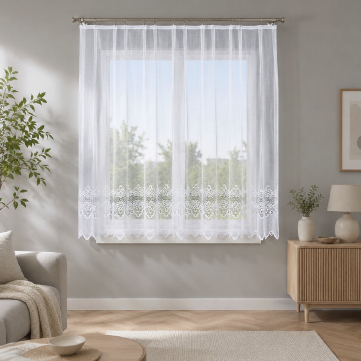 Dekorační krátká vzorovaná záclona na žabky MODESTA LINE 300x160 cm MyBestHome