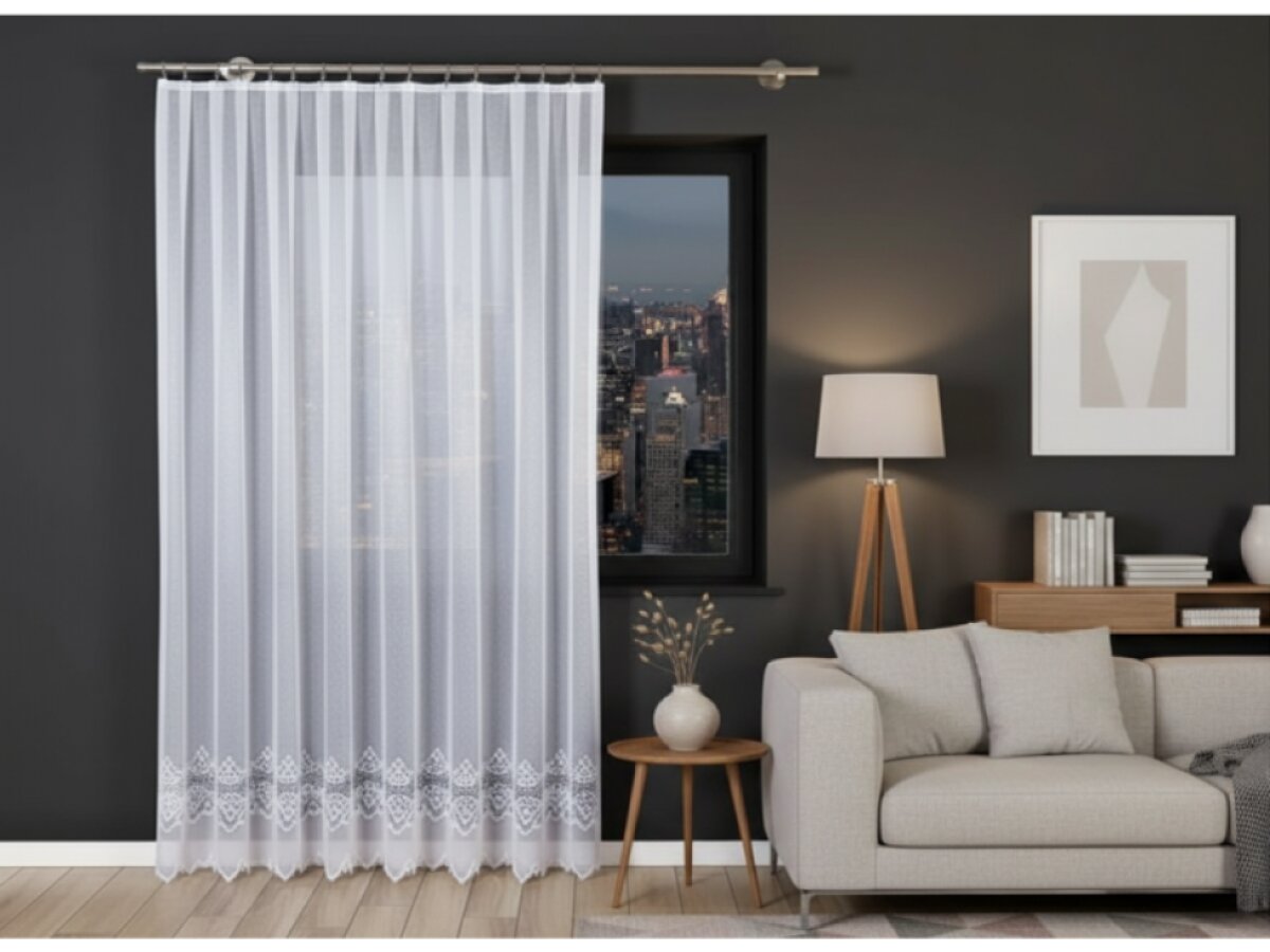 Dekorační žakárová záclona na žabky MODESTA LONG bílá 300x250 cm (cena za 1 kus dlouhé záclony) MyBestHome
