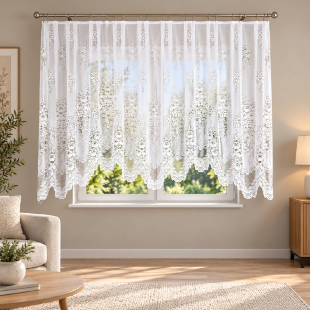 Oblouková žakárová záclona na žabky ADELA 400x160 cm