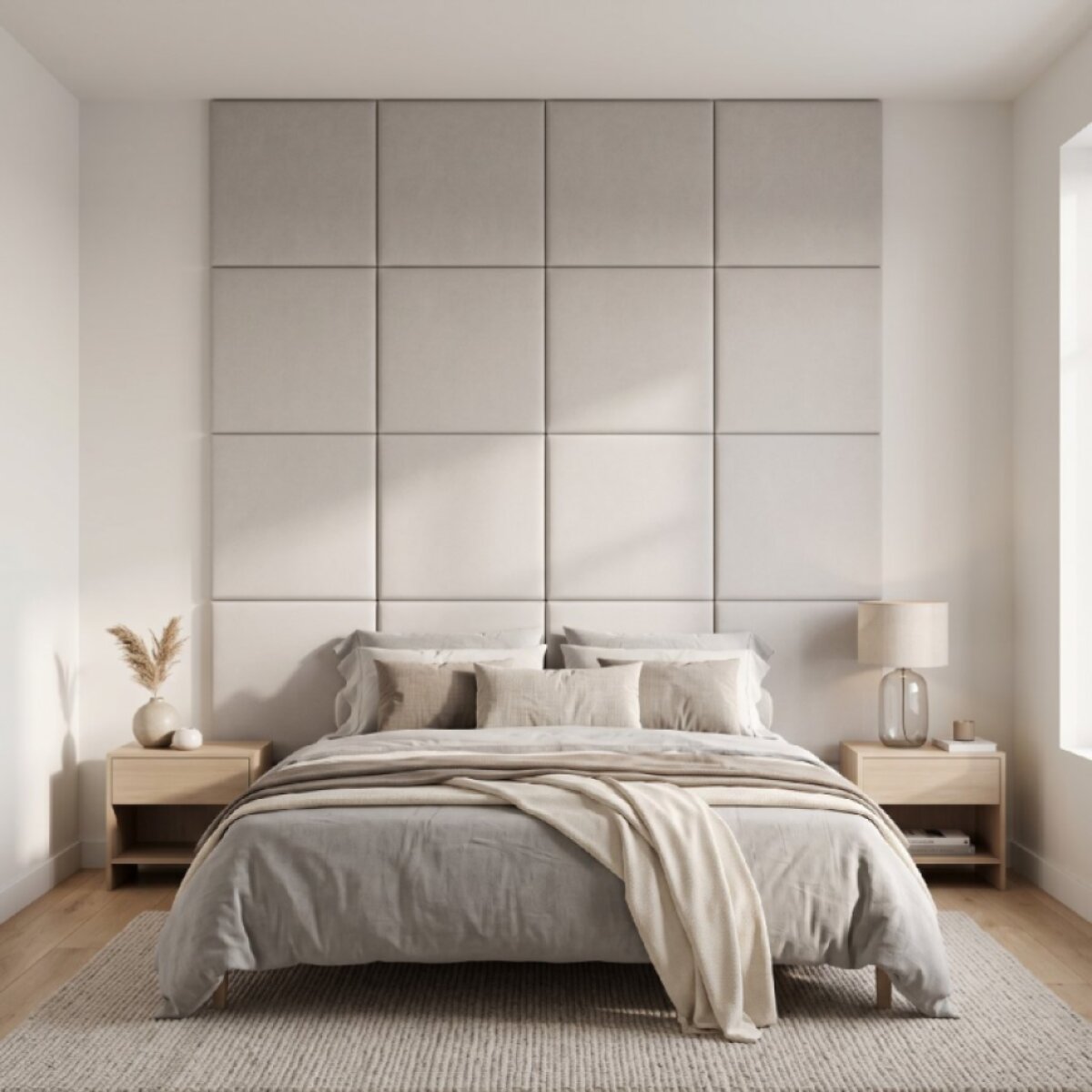 Čalouněný nástěnný panel různé rozměry krémová čtverec MyBestHome