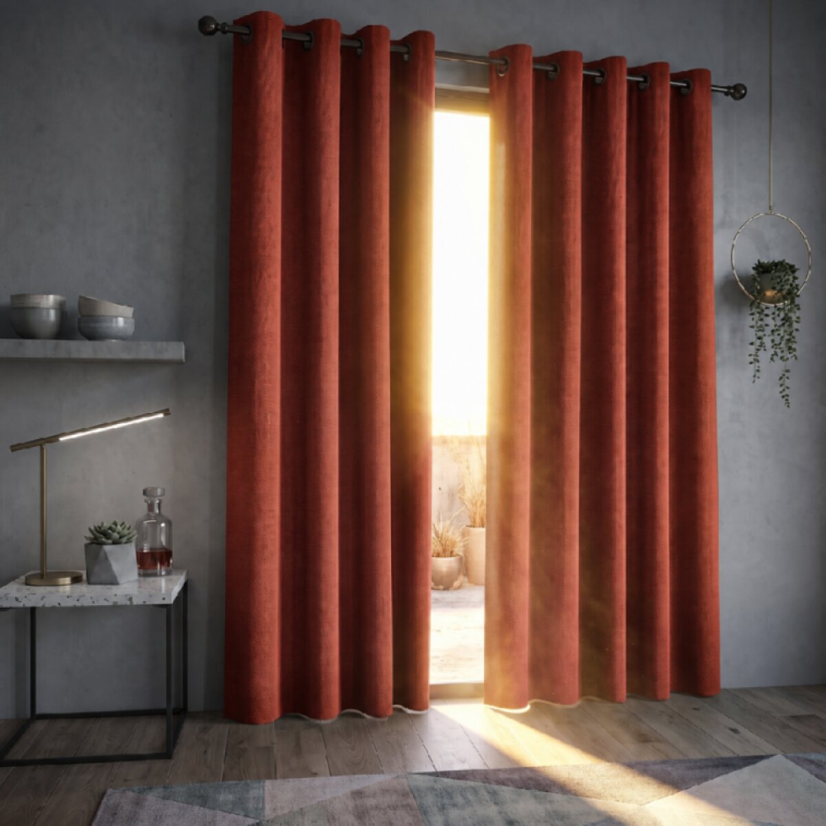 Termoizolační blackout závěs POLAIRE cihlová 140×260 cm na kroužky