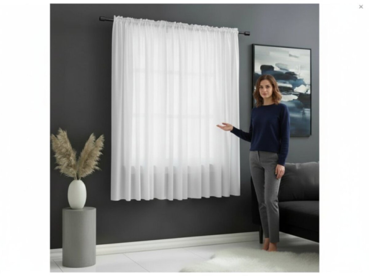 Dekorační krátká voálová záclona s řasící páskou JULIA bílá 400x180 cm MyBestHome
