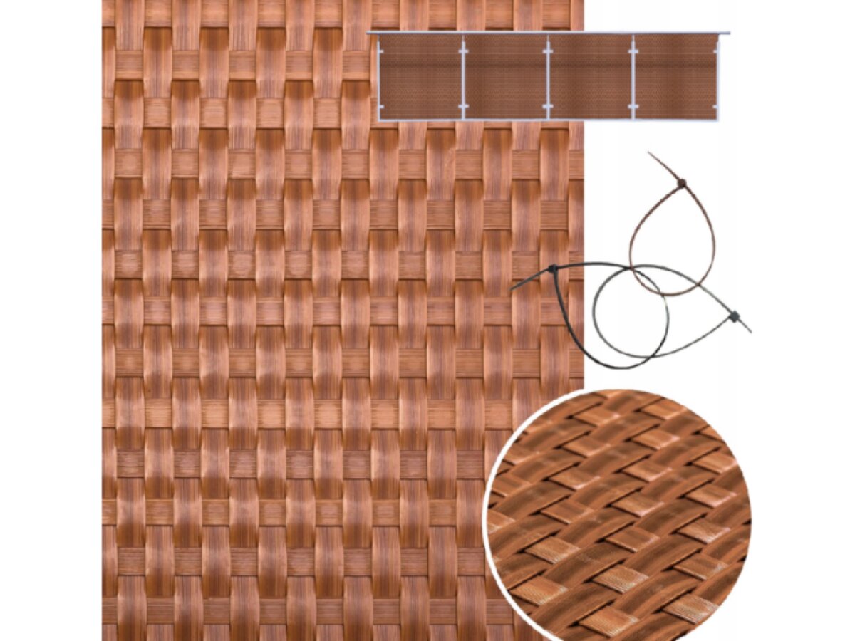 Balkonová ratanová zástěna s očky MALMO výška 90 cm, 100 cm, 110 cm - cena za 1 běžný metr světle hnědá MyBestHome