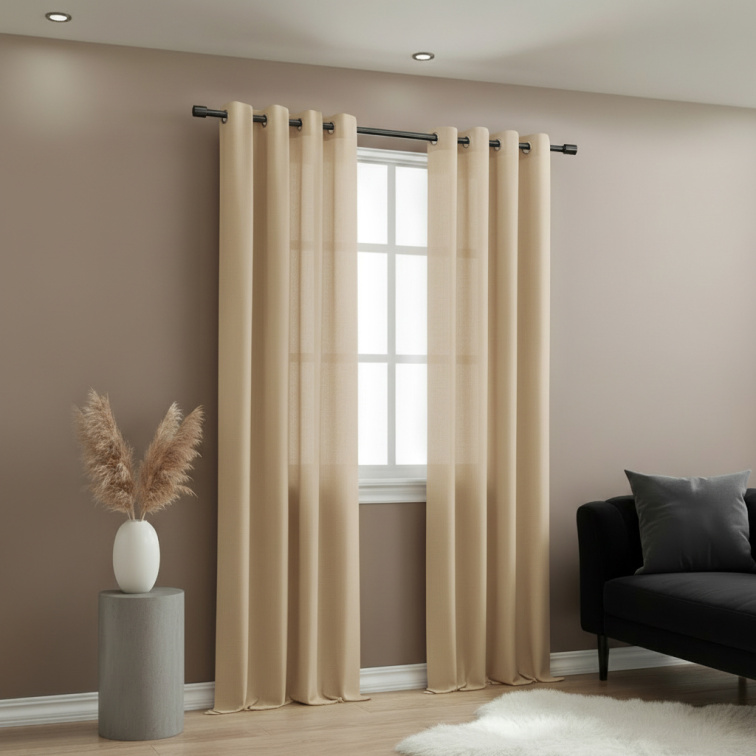 Dekorační dlouhý jednobarevný závěs s kroužky EASY TOP béžová 1x140x250 cm (cena za 1 kus) MyBestHome