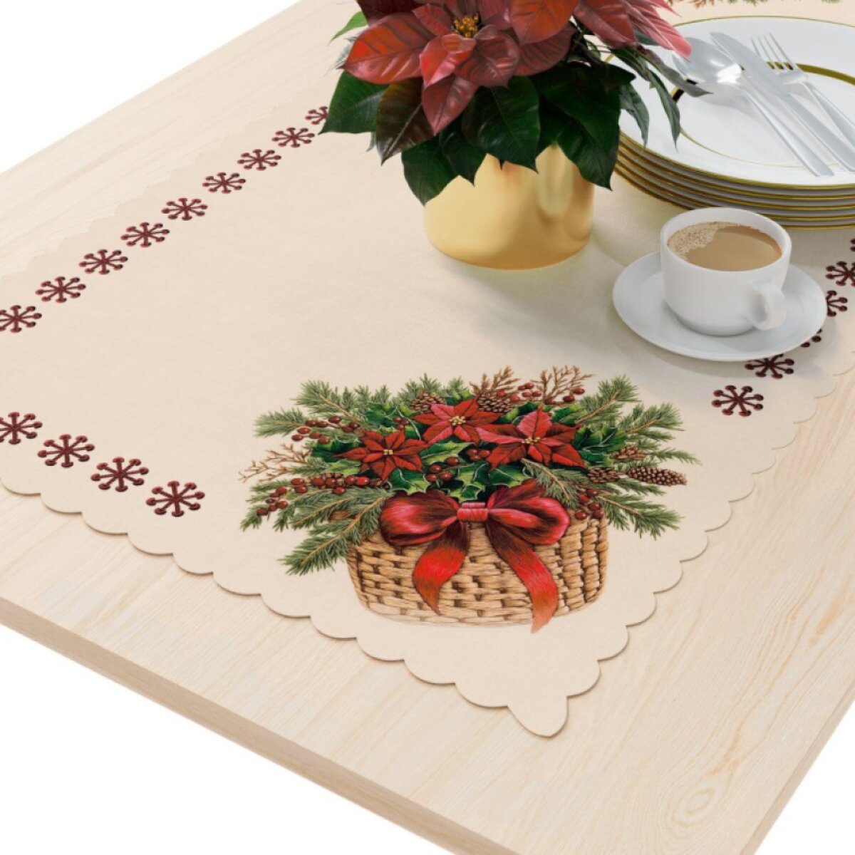 Vánoční běhoun na stůl CHRISTMAS FLOWER 50x100 cm