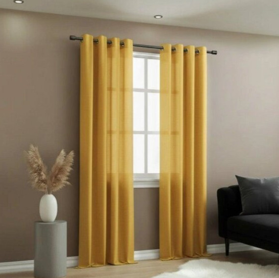 Dekorační závěs EASY TOP hořčicová s kroužky 140x250 cm