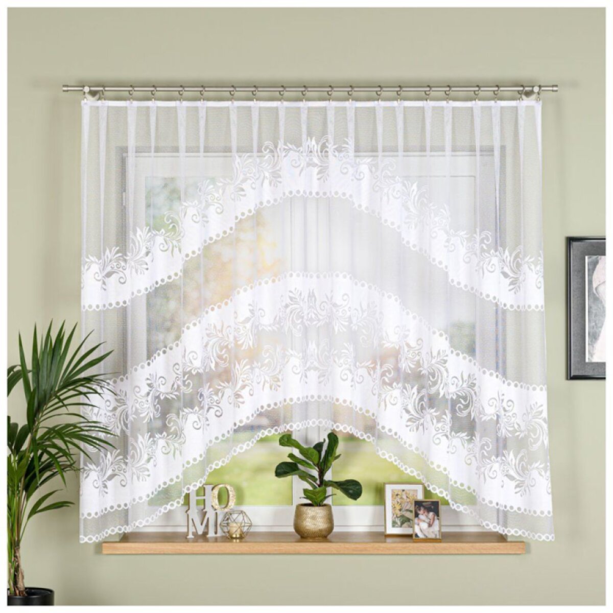 Dekorační oblouková krátká záclona na žabky SLAWOMIRA 160 bílá 300x160 cm MyBestHome