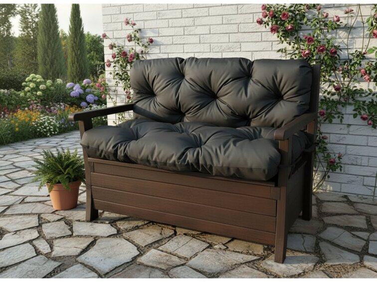 Prošívané sezení JONAS color 02 ANTRACIT různé rozměry, polstr na zahradní lavici - sedák s opěrkou, Mybesthome