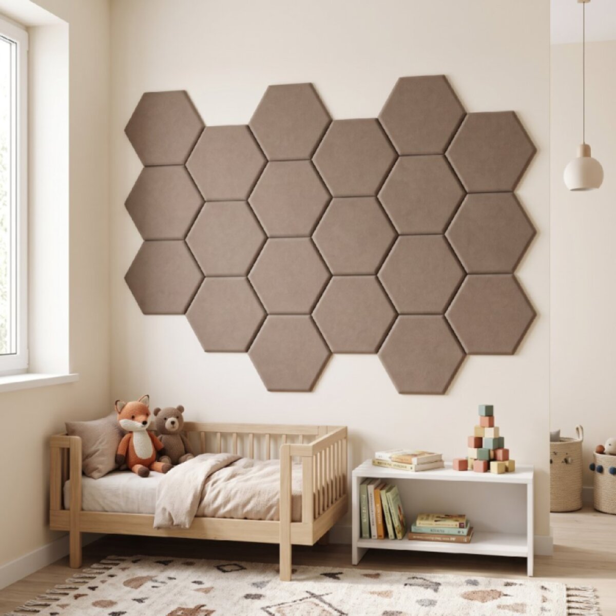 Čalouněný nástěnný panel HEXAGON více rozměrů béžová MyBestHome