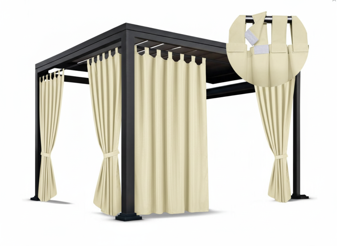 Venkovní zahradní závěs s poutky na suchý zip LISBOA světle krémová 06 různé rozměry Mybesthome