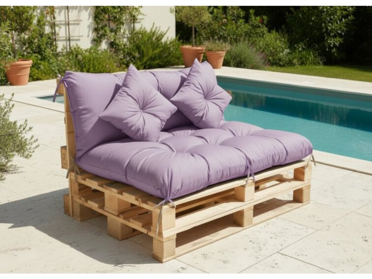 Polstr CARLOS color 30 lila, sedák 120x80 cm, opěrka 120x40 cm, paletové prošívané sezení Mybesthome