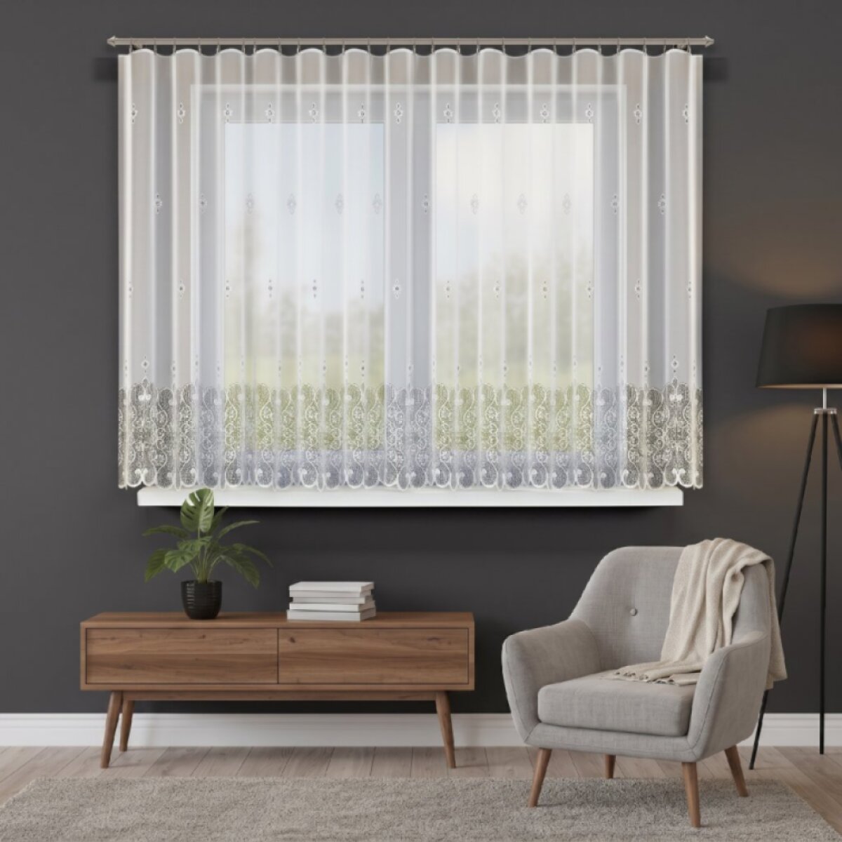 Dekorační žakárová záclona s řasící páskou MARY 150 bílá 300x150 cm MyBestHome