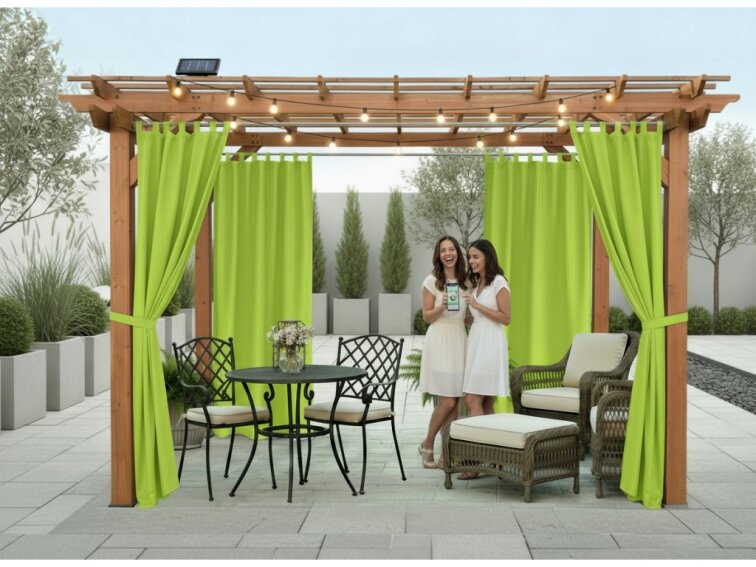 Venkovní zahradní závěs s poutky SANTIAGO color 19 limonka, různé rozměry MyBestHome