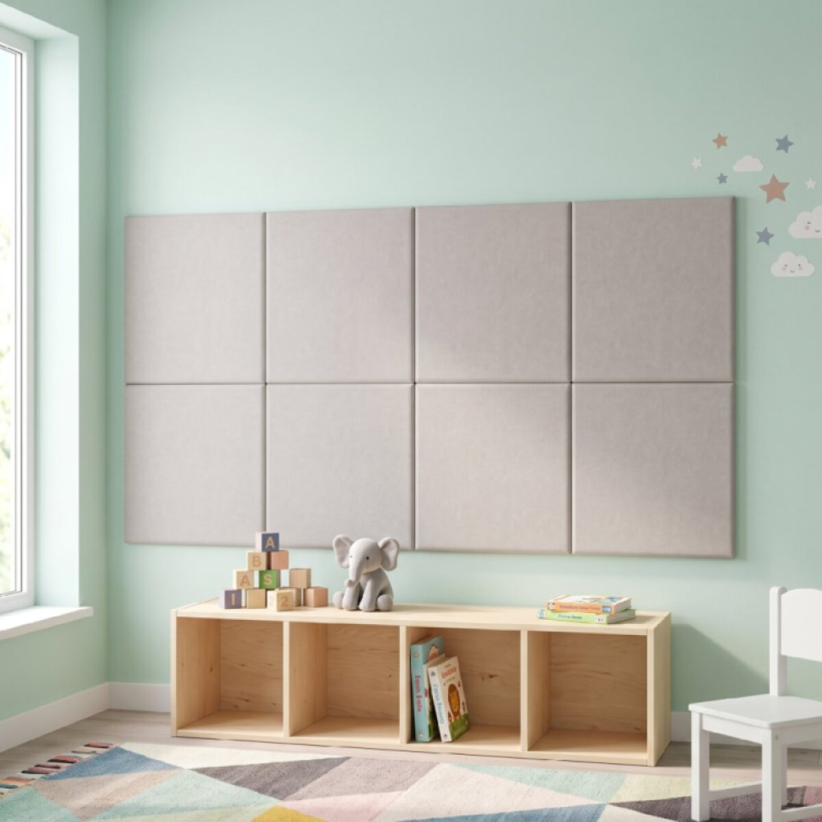 Čalouněný nástěnný panel různé rozměry krémová čtverec MyBestHome